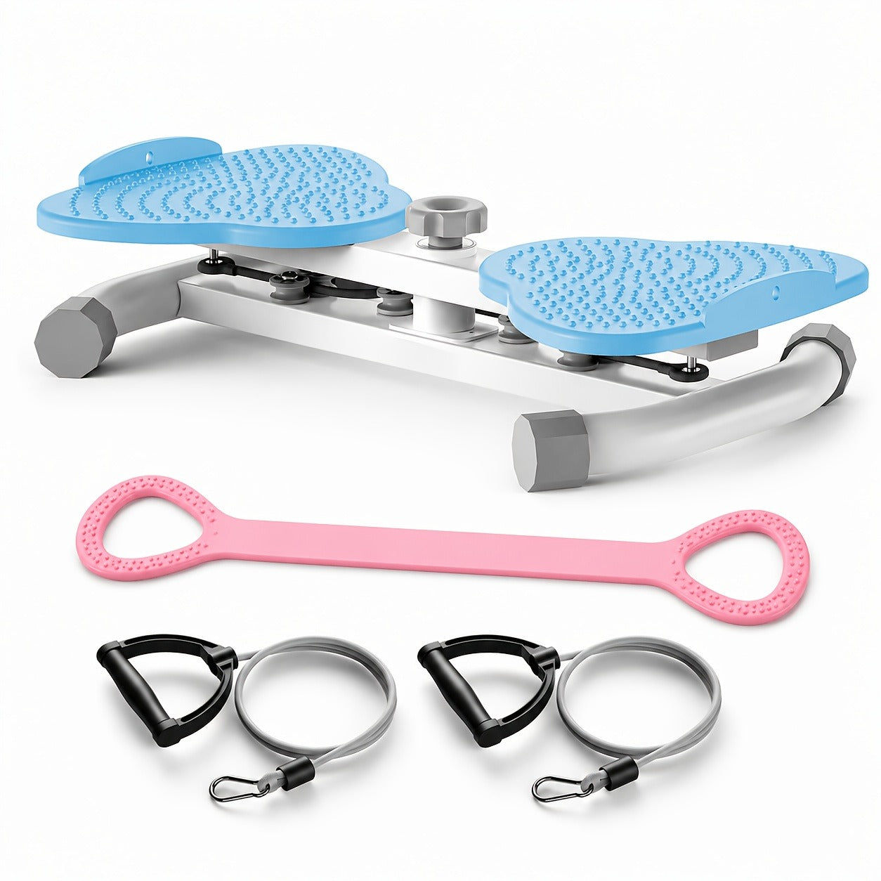 Fitness Equipment Waist Twist Stepper with Resistance Tubes, 360-Degree Pedal Motion and Three Options