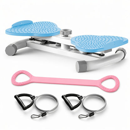 Fitness Equipment Waist Twist Stepper with Resistance Tubes, 360-Degree Pedal Motion and Three Options