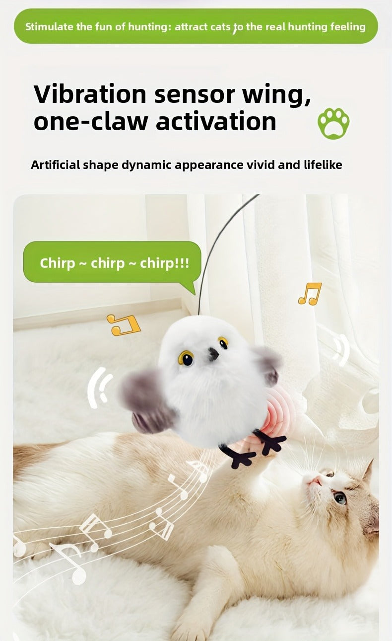 Flapping Bird Cat Toy with Realistic Chirping Sound - USB Rechargeable Interactive Plush Toy for Indoor Cats & Kittens, Smart Teaser for Exercise Enrichment & Boredom Relief