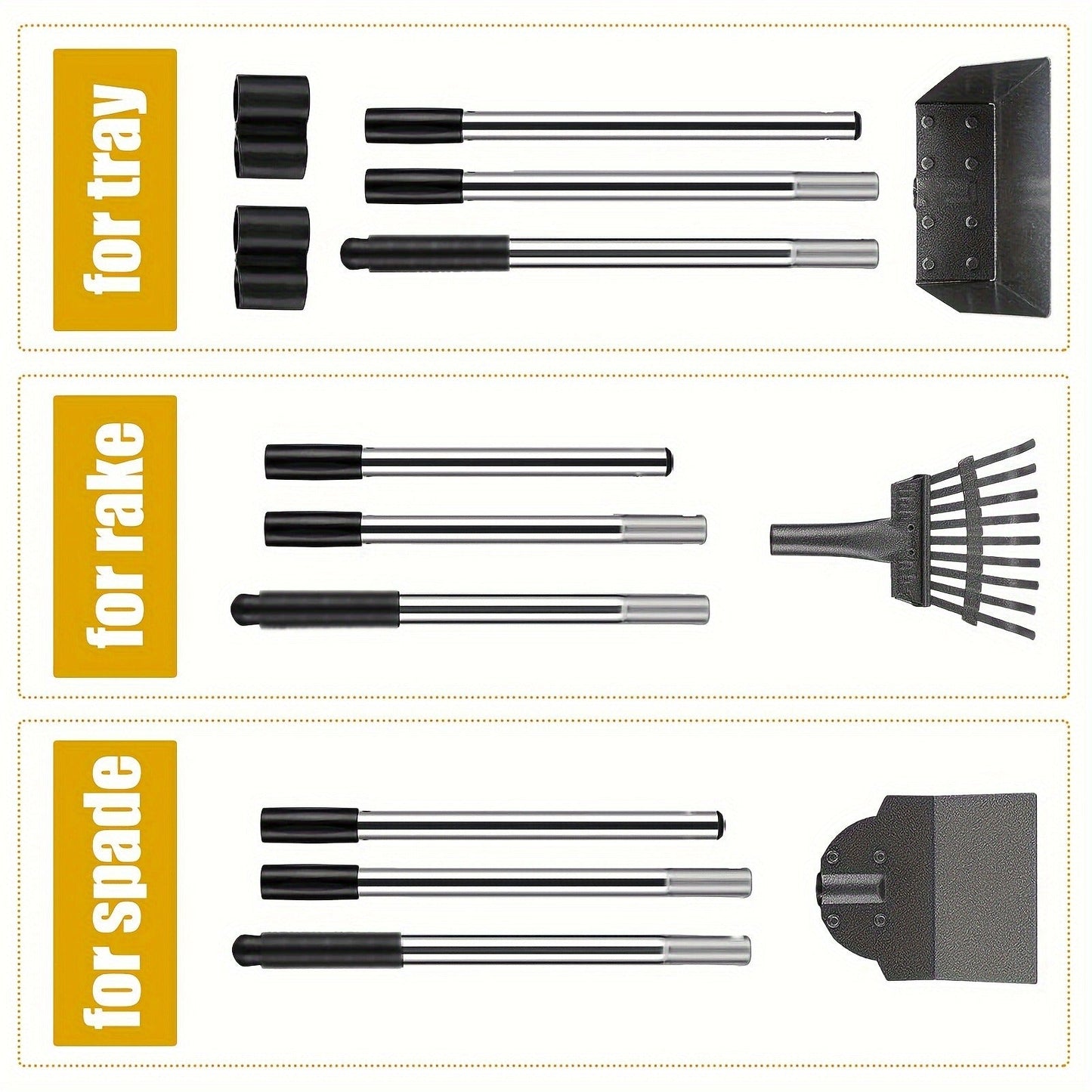 Dog Pooper Scooper Set - Stainless Steel Tray & Rake with Adjustable Long Handle, Rust-Proof Durable Pet Waste Removal Tool, Easy to Clean, Ideal for All Dog Breeds, Yard & Outdoor Use