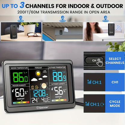 Wireless Indoor and Outdoor Weather Station with Color LCD, Remote Sensor, Barometer and Moon Phase