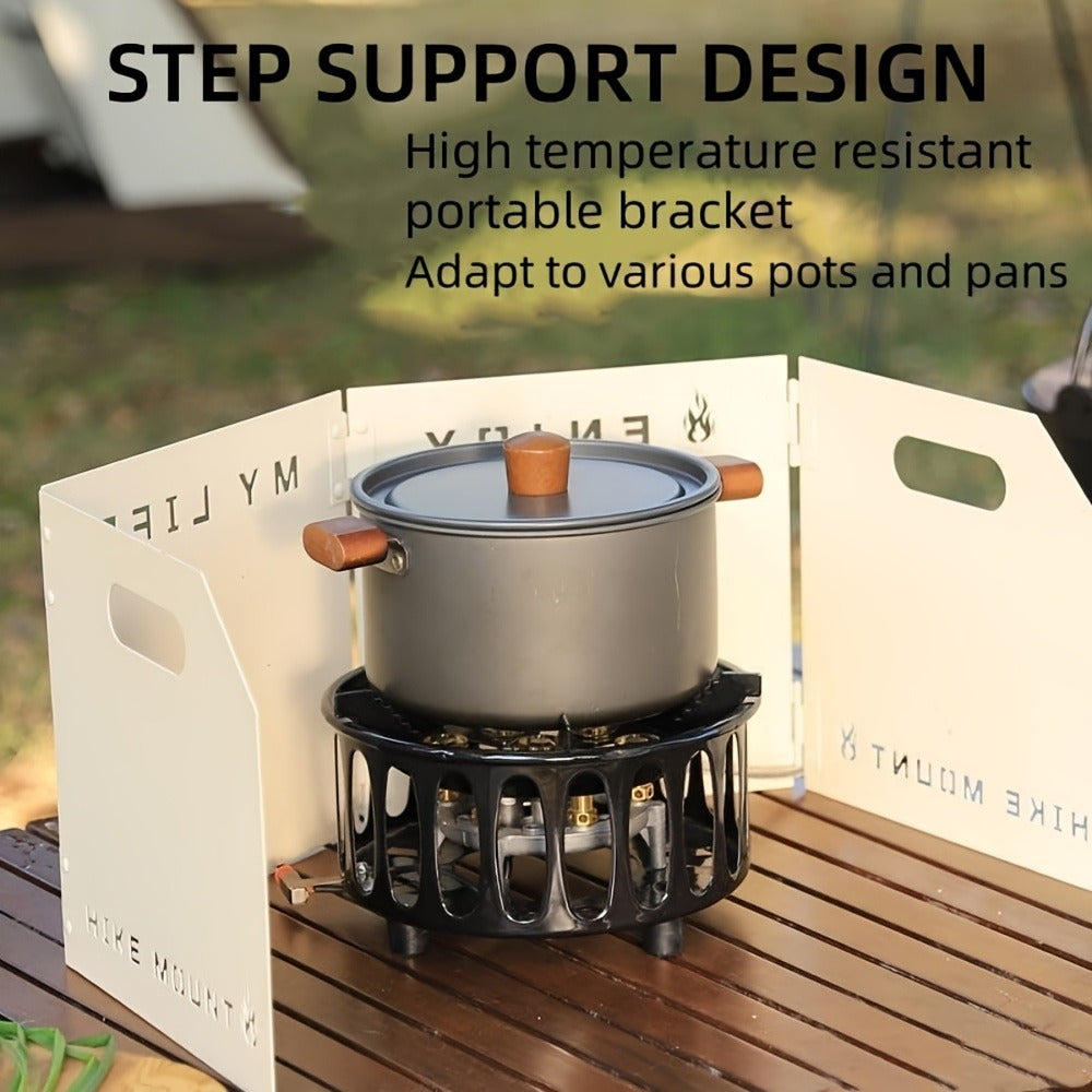 Windproof Camp Stove 21000W Collapsible | Seven Star Camping Gas Stove with Piezo Igniter & Fuel Canister Adapter | Butane Isobutane Propane | For Hiking Backpacking Picnic
