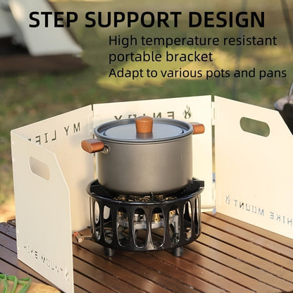 Windproof Camp Stove 21000W Collapsible | Seven Star Camping Gas Stove with Piezo Igniter & Fuel Canister Adapter | Butane Isobutane Propane | For Hiking Backpacking Picnic