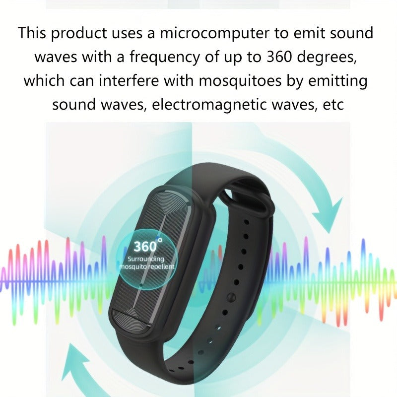 Mosquito Repellent Bracelet – Ultrasonic Soundwave Technology, USB Rechargeable, Waterproof Wristband for Camping Outdoor Hiking Travel, No Chemicals