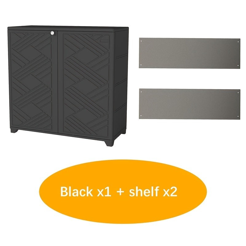 Outdoor Storage Cabinet with Doors & Metal Shelves | Resin