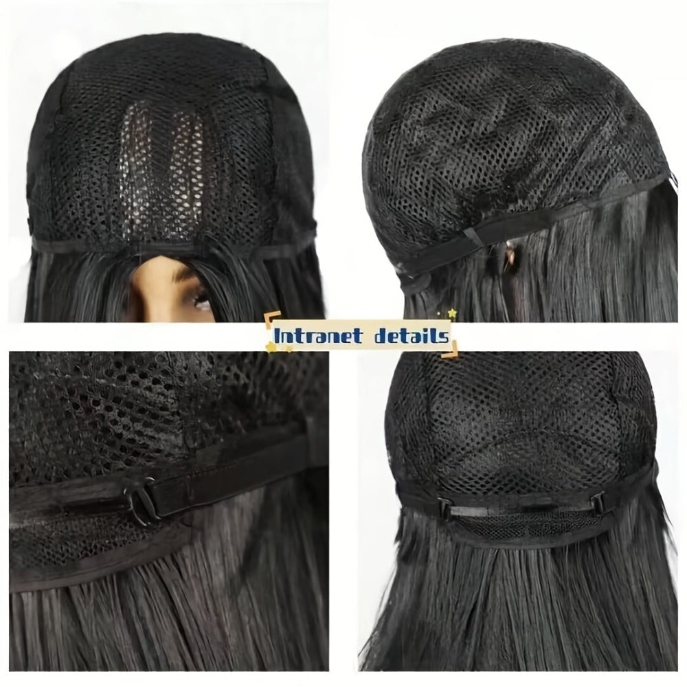 Synthetic Wig 28-Inch Big-Wave Curly Headband Style in Dark Brown or Black for Parties and Weddings