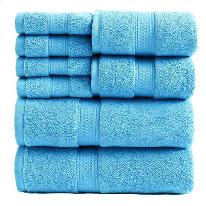 Towel Set 8 or 16 Piece Thickened Bath, Hand and Washcloth Collection in Multiple Solid Colors