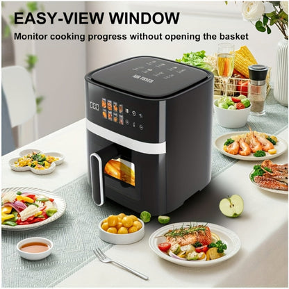 Air Fryer with LED Touchscreen, Viewing Window, Eight Preset Icons and 2.8Qt or 6Qt Black Capacity Options