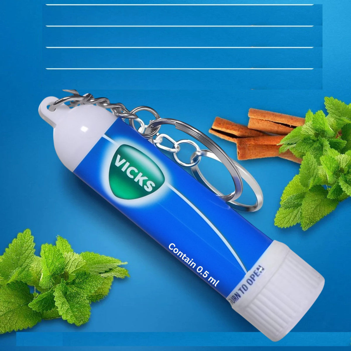 Nasal Inhaler Aromatherapy Stick with Keychain, 0.5ml Portable Mint Scent Aromatic Inhaler for Travel