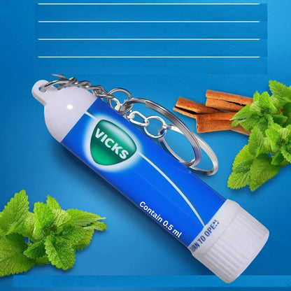 Nasal Inhaler Aromatherapy Stick with Keychain, 0.5ml Portable Mint Scent Aromatic Inhaler for Travel