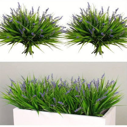 Artificial Flowers 11-Piece Lavender Stem Set in Purple Plastic for Garden, Wedding and Home Displays