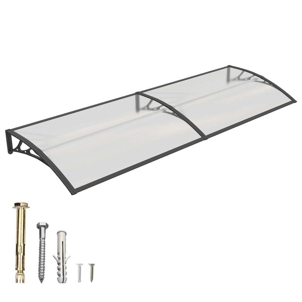 Polycarbonate Window Awning Door Canopy - UV Rain Snow Sun Protection Overhang for Doorways, Patio & Windows