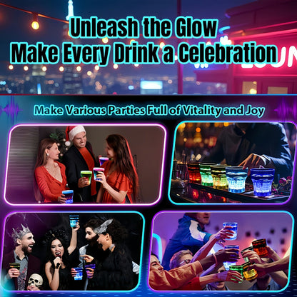 LED Light-Up Party Cup Set with 12 or 15 Short 2 oz Plastic Tumblers in Mixed Color Designs