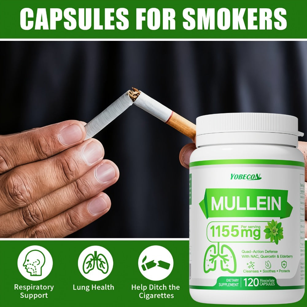 Lung Cleanse Capsules 120 Count with Mullein & NAC for Respiratory Support, Airway & Breathing Comfort, Immune Health, Seasonal & Year-Round Supplement for Adults