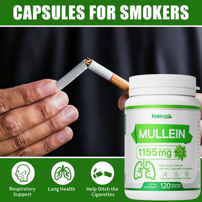 Lung Cleanse Capsules 120 Count with Mullein & NAC for Respiratory Support, Airway & Breathing Comfort, Immune Health, Seasonal & Year-Round Supplement for Adults