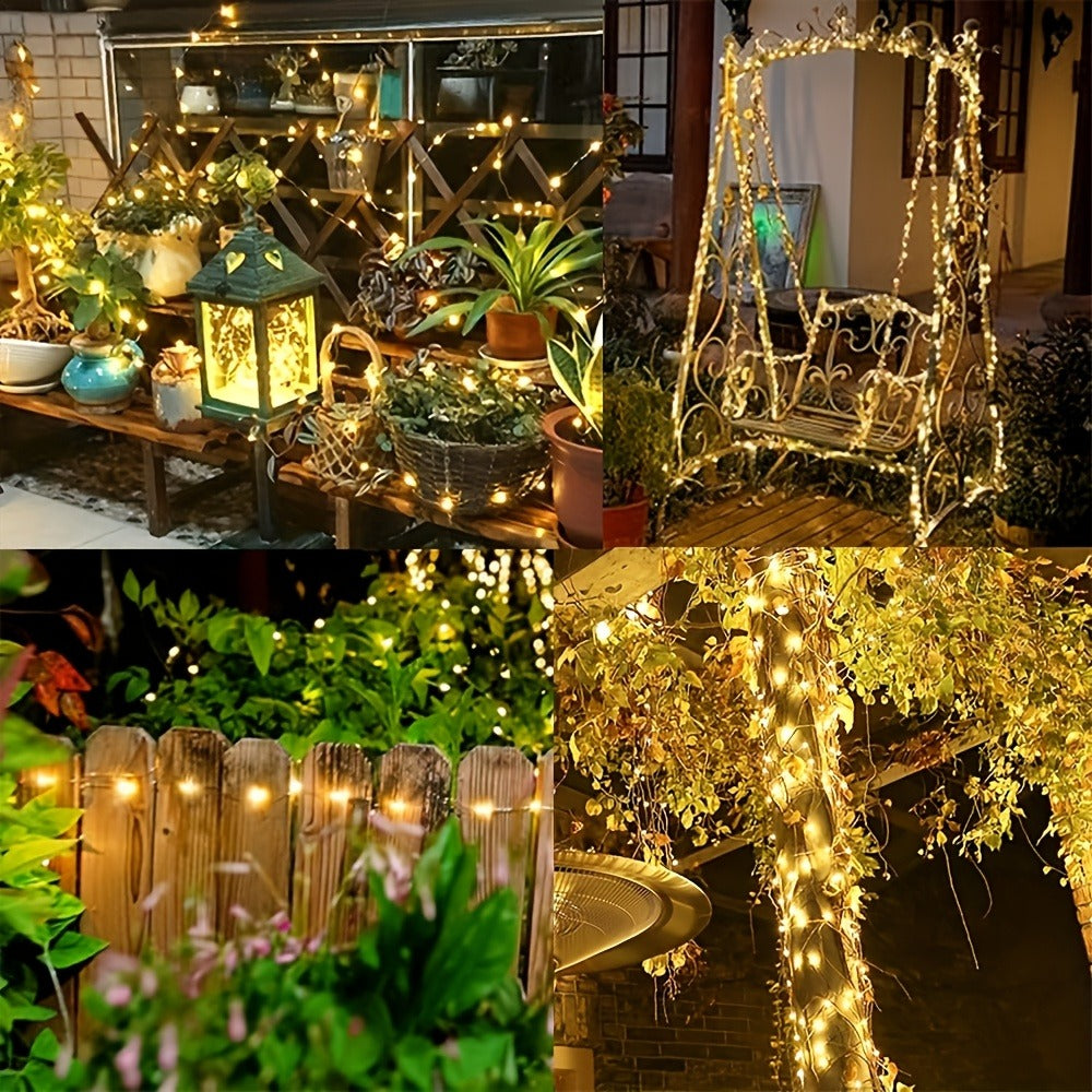 Four-Pack Solar Fairy String Lights with 400 LEDs Total, 160 Feet and Five Color Options for Patio Decor