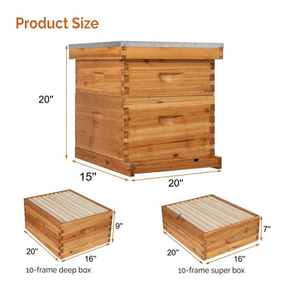 Langstroth Bee Hive Kit Wax Coated Wood 10-Frame 3-Layer Frames