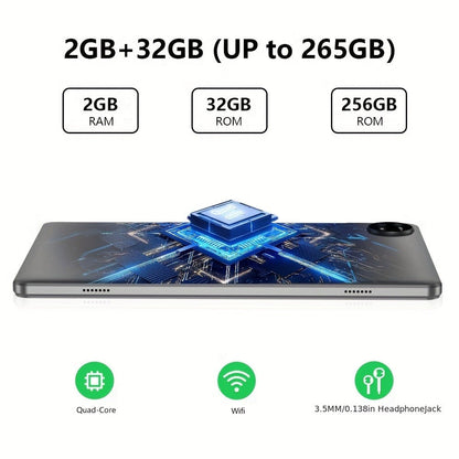10 Inch Android 13 Tablet with GPS – 2GB RAM 32GB ROM 256GB Expandable, Quad-Core, 6000mAh Battery, IPS HD Screen, FM, GMS Certified, WiFi Tablet Computer Black Blue