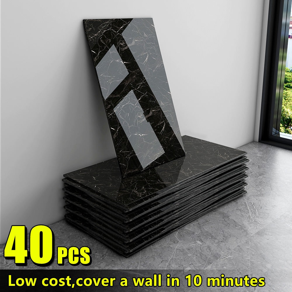 Marble Peel and Stick Wall Panels Self-Adhesive 3D Decorative Tiles - Glossy Marble Sheets, for Entryways, Bedrooms and Living Spaces