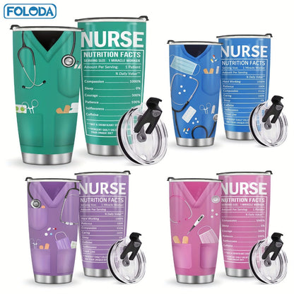 Insulated Tumbler 20oz Nurse Graphic Stainless Steel Vacuum Travel Mug in Four Color Options