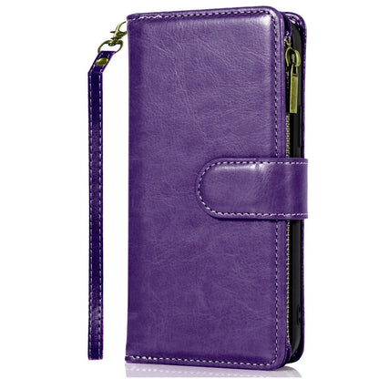 Phone Case Faux Leather Folio Wallet with Card Slots, ID Window and Zipper Pocket for Samsung Galaxy S25 FE