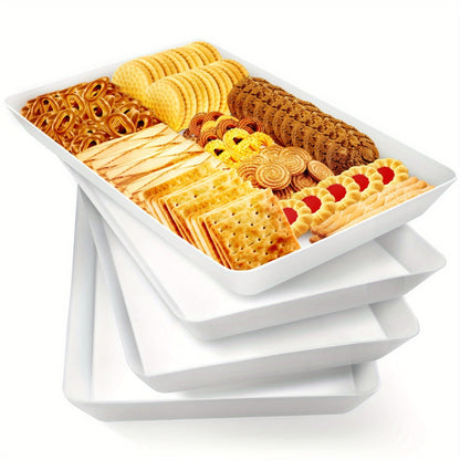Serving Tray Set of 4 – Reusable Plastic Platters for Fruit, Cookies, Dessert & Snacks | Kitchen Party Organizer