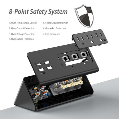 Power Strip Desk-Edge 7-in-1 with Clamp or Screw Mount, PD 20W USB-C, 5.6-Foot Cord and Power Indicator