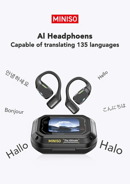 AI Translation Wireless Earbuds Real-Time 135 Languages Open-Ear Design Full-Color Touch Screen for an Everyday Personal Care Routine
