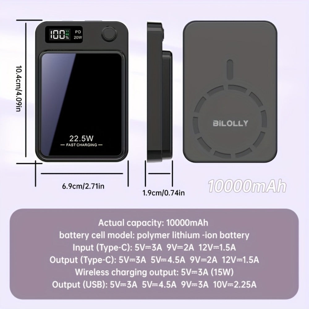 15W Magnetic Wireless Power Bank 5000 10000 15000mAh, 30W PD Fast Charging for an Everyday Personal Care Routine