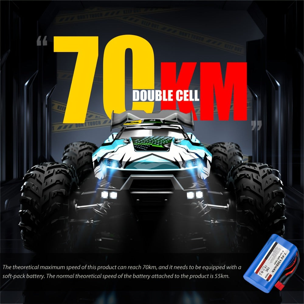 Remote Control Car, 1:16 Scale 4WD Off-Road Truck with 2.4GHz Control, 70KM/H Source Speed and Four Color Options