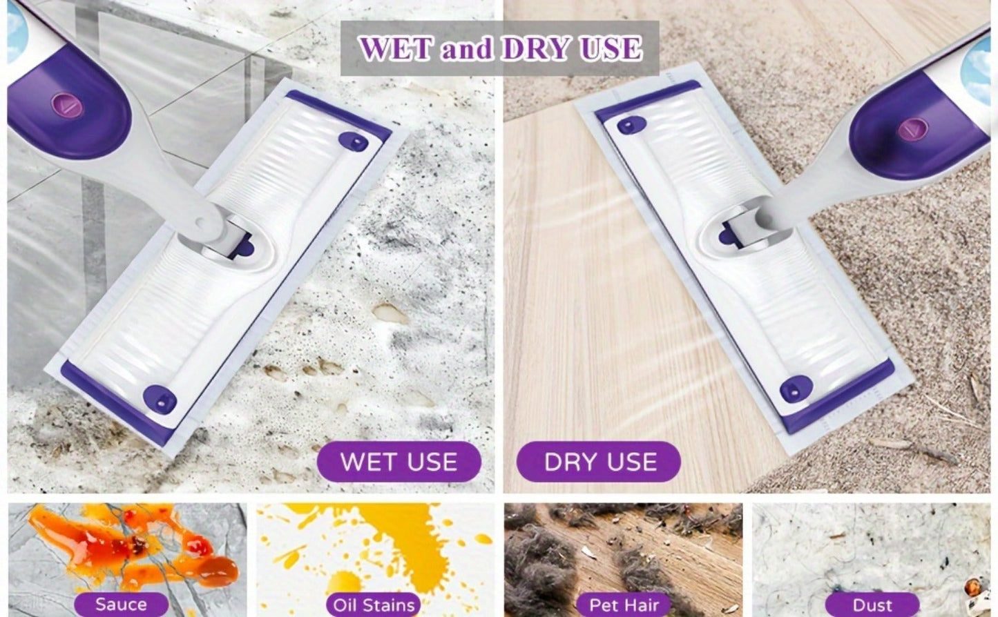 Forty-Piece PowerMop-Style Disposable Refill Pad Pack with Purple Strips and Adhesive Backing