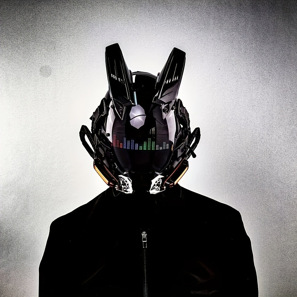 LED Wireless Cyberpunk Mask Light Up – Remote Control Sci-Fi Face Mask for Halloween, Bar Club Rave Party, Stage Performance & Photo Prop, Cool Gift for Men Adults, Black