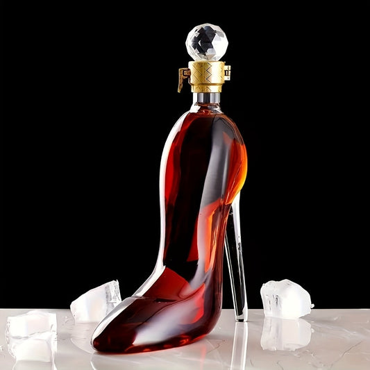 High Heel Shoe Decanter Crystal Glass with Stopper 26oz – Handmade Lead-Free Transparent Wine Decanter for Kitchen Dining Decor, Valentine's Day & Holiday Gift