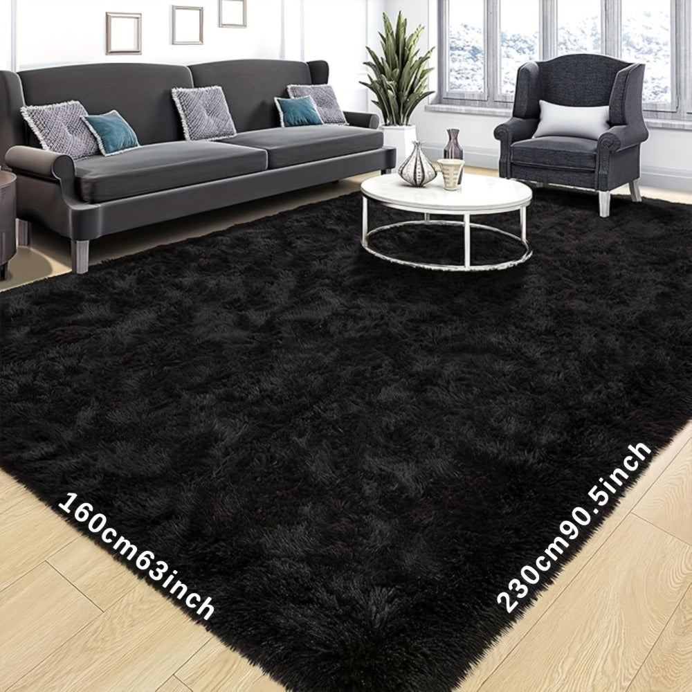 Tie-Dye Plush Area Rug in Light Gray, Dark Gray, Light Pink or Black, 63 by 90 Inch Floor Mat