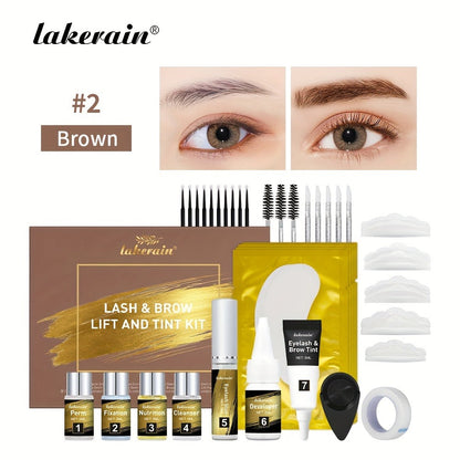 Lash Lift Kit & Brow Lamination Tint Set — 2-in-1 Eyelash Perm & Eyebrow Lamination with Black Brown Tint Dye, 4-6 Week Long-Lasting Results, DIY Home or Salon Use, Complete Beauty Kit for Women