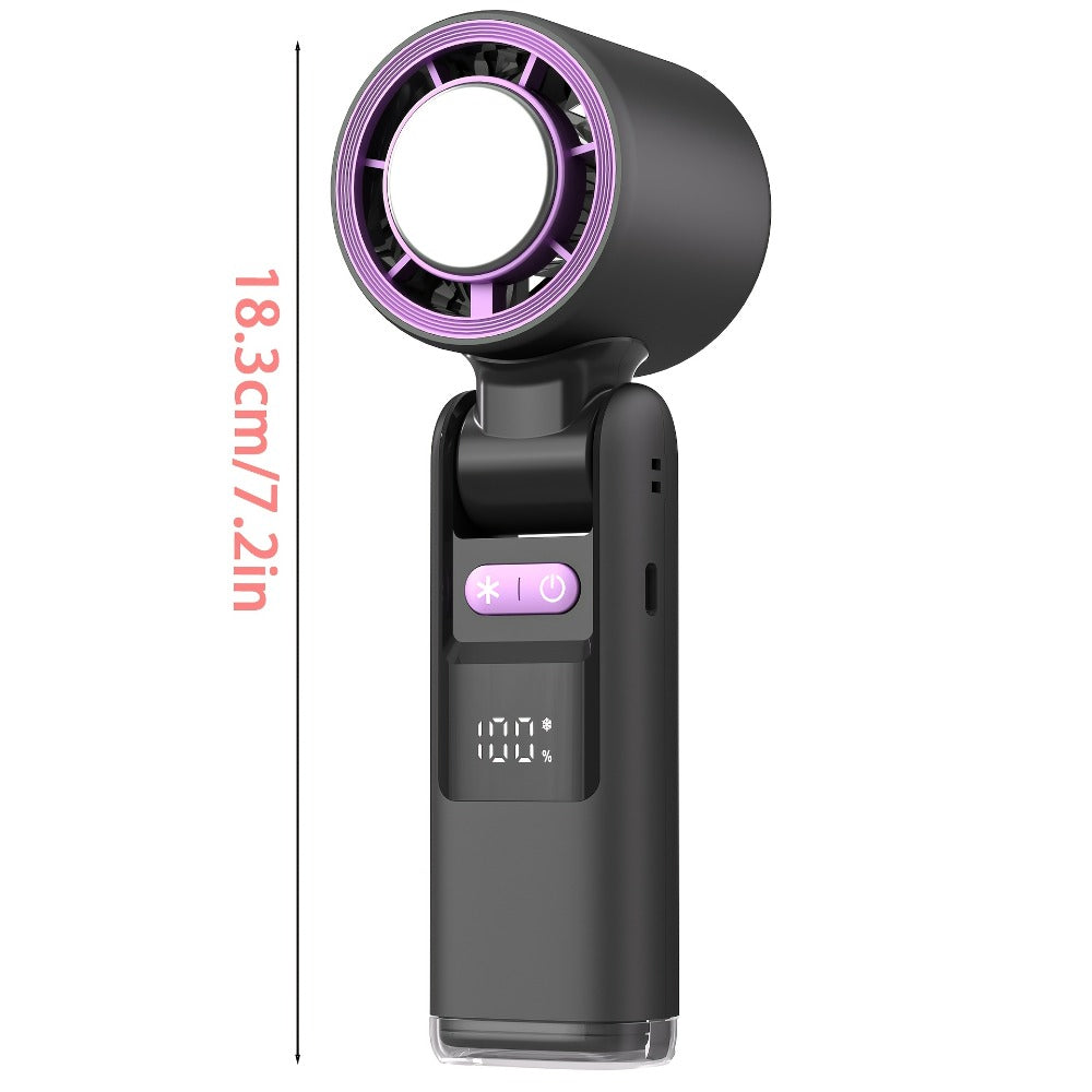 Foldable Handheld Fan with Contact Cooling Plate, Digital Display, 1-100 Speeds and Six Styles