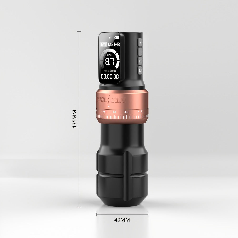 POSEIDON ZH03 Tattoo Kit with 2300mAh Adjustable-Stroke Pen, USB-C Charging, 20 Cartridges and 11 Inks