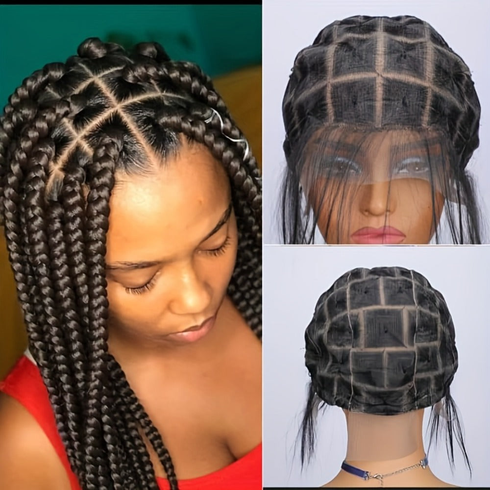 Double-Lace Crochet Wig Cap with Baby Hair and Hook Tool in 82-, 109-, 112- or 121-Section Options