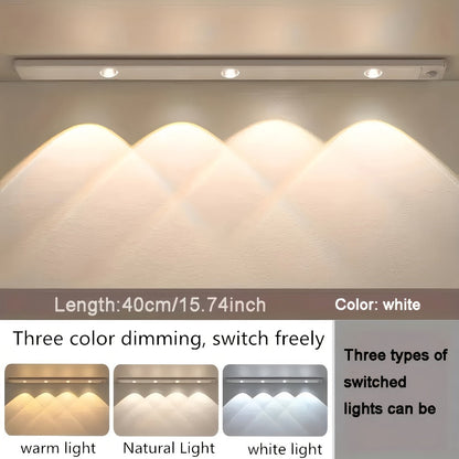 Motion Sensor Cabinet LED Strip Light USB Rechargeable 1400mAh - 3 Color Dimmable Wireless for Home Cooking, Dining and Outdoor Meals