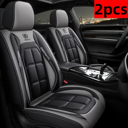 Car Seat Covers Sporty Faux Leather Full-Coverage Front Seat Design in Green or Blue Options
