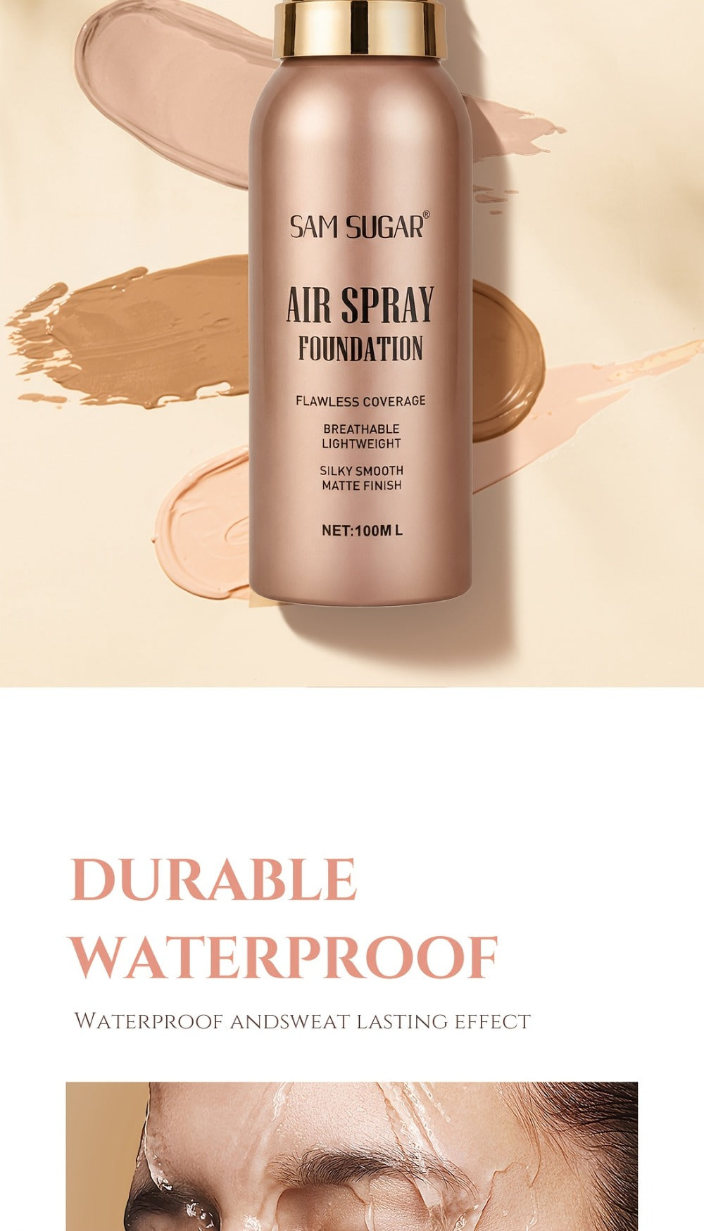 Spray-Format Face Foundation with Brush in Three Exact Numbered Checkout Shade Options for Face Makeup