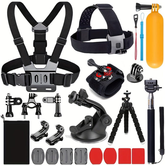 21-in-1 Action Camera Accessory Kit for GoPro Hero 12 11 10 9 8 7 6 5 4, Session, Fusion, Insta360, DJI, SJCAM, AKASO & More | Complete Mounting & Accessories Bundle