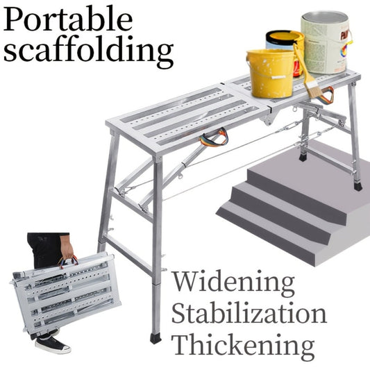 Folding Scaffold Step Stool Adjustable Height 39-79" Portable Steel Work Platform 1300 lb Capacity for Home Renovation Painting Car Washing RV Cleaning