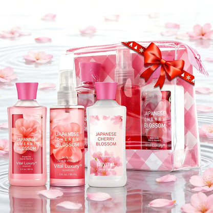 Three-Piece Vanilla Heaven Bath Set with 3 oz Shower Gel, Body Lotion, Body Mist and Clear Pouch