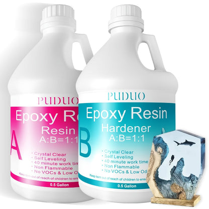Epoxy Resin Kit Ultra Clear Bubble-Free Self-Leveling – 2-Part Casting & Coating Resin for River Tables Countertops Crafts, Yellowing-Resistant Fast Cure Formula