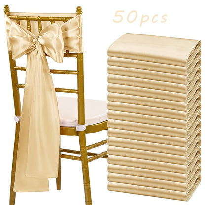 50-Piece Chair Sash Set in Light Golden, Green or Light Blue, 7 x 108-Inch Ribbons for Event Seating