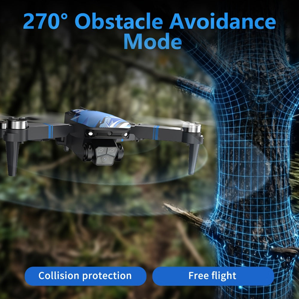 Foldable RC Drone with 2.8-Inch Screen Remote, Dual Cameras and 270-Degree Obstacle Sensor Mode