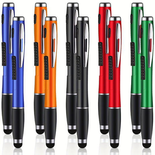 10-Pack 2-in-1 Stylus Pen with LED Light, Touch Screen Stylus & Ballpoint Pen for Smartphones, Tablets & iPad - Multi-Function Light-Up Pen for Home, Office & Writing in the Dark