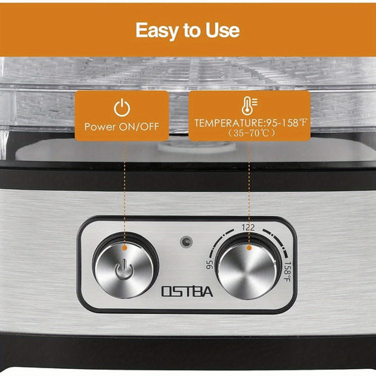 Food Dehydrator 240W with Temperature Control | BPA-Free Dishwasher-Safe Trays, Electric Food Dryer for Jerky, Fruits, Herbs & Vegetables, Recipe Book Included – 5-Tray & 8-Tray Options