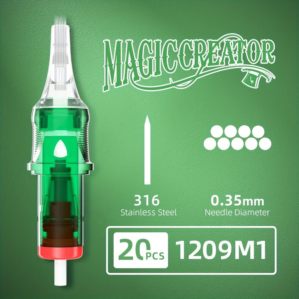 Disposable Tattoo Needles 20pcs Mixed Set RL RS M1 C-M — Multi-Gauge High Transparency Cartridge, Lasting Sharpness, Ample Ink Capacity, for Professional Artists & Beginners